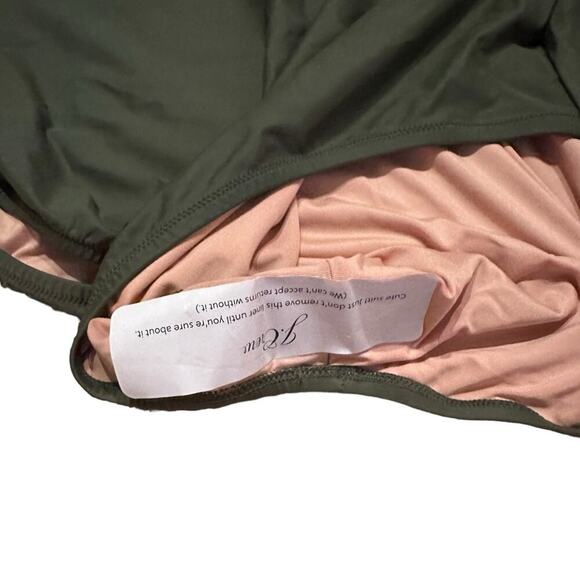 J. Crew V-Neck Plunge One-Piece Swimsuit‎ in Olive Green Sz 24 Plus NEW - Picture 4 of 7